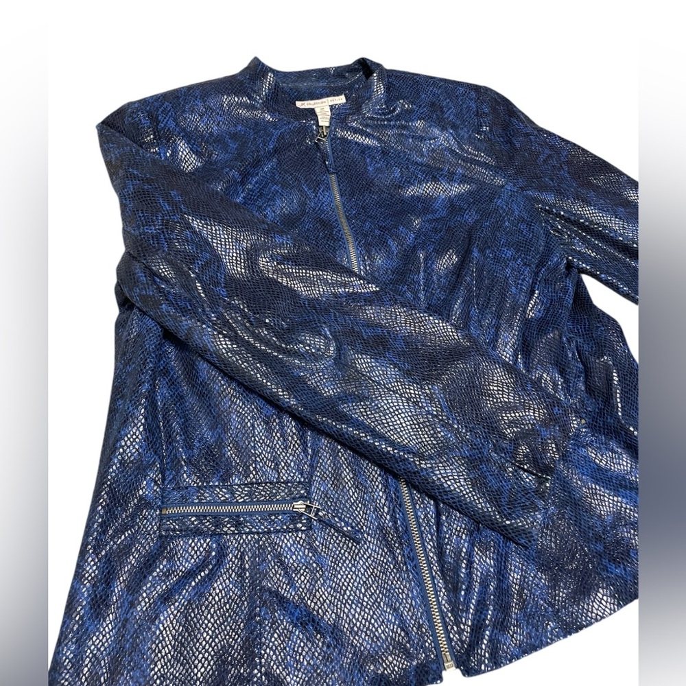 Blue & Black Faux Snakeskin Jacket